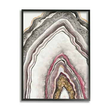 Stupell Industries Pink Neutral Geode Rock Arch Pattern Abstract Abstract Painting Black Framed Art Print Wall Art, 24 x 30
