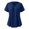 thumbnail image 5 of B91xZ T-Shirts pour Femmes en Coton Col Rond Manches Courtes, Marine m, 5 of 5