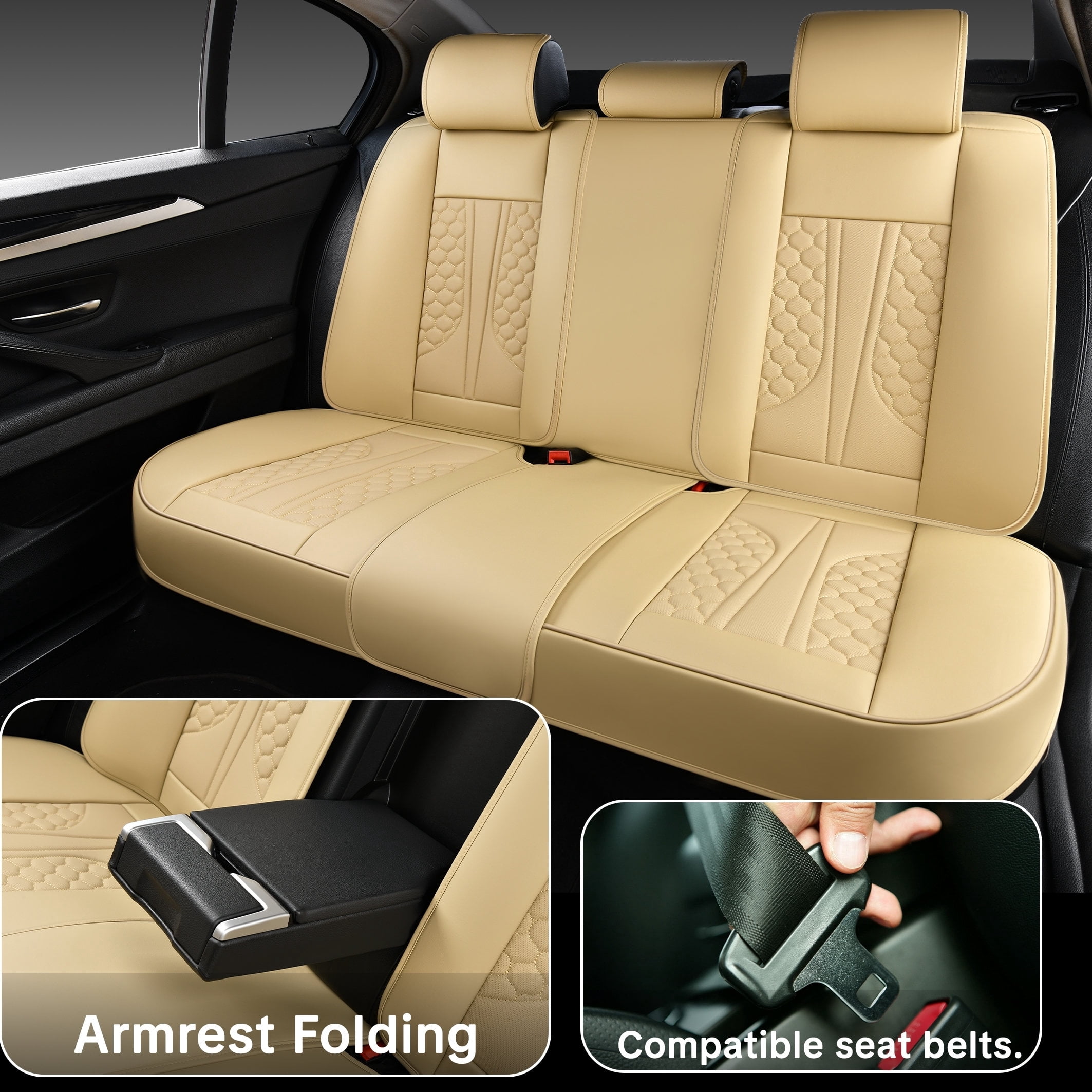 Leather 5 Car Seat Covers For Toyota 99% Models,Car Seat Cushions Full Set,Waterproof Car Sit Protectors,Easy To Install, Suitable For All Seasons.