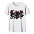 thumbnail image 6 of Busydd Womens Summer Tops Skull Print T Shirts for Women Casual Short Sleeve Round Neck Graphic Tees Comfortable Lightweight Cotton T-Shirts S, 6 of 6