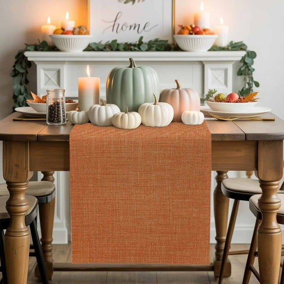 Vintage Linen Table Runner, Autumn Thanksgiving Kitchen Dining Table Decoration for Home Party Decor 13x90 Inches