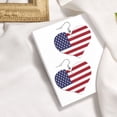 thumbnail image 4 of Leather Heart Earrings Dangle For Women America Flag Love Earrings Drop For Women, 4 of 6