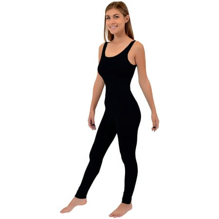 - Women's Ankle Length Cotton Tank Unitard - Small (0-2) / Black