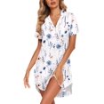 thumbnail image 2 of Ekouaer Womens Cotton Nightgowns Button Down Sleep Shirts Soft Night Shirts Night Dress, 2 of 6