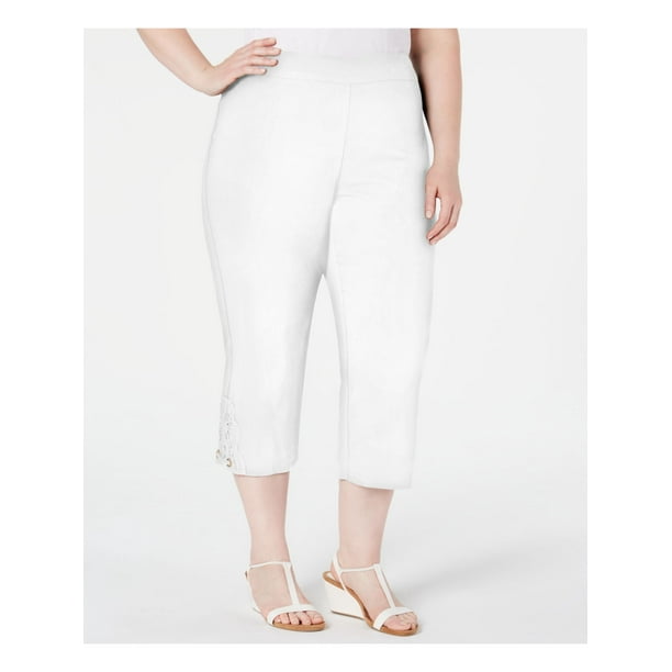 patient Comorama Automatisering JM COLLECTION Womens White Capri Pants Plus Size: 3X - Walmart.com