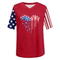 thumbnail image 4 of WAYUTE Women'S Shirts Stripes & Stars Pattern Heart Print V Neck Short Sleeve Celebrate America'S 250Th Anniversary For 4Th Of July Holiday Versatile Tees,Red,Xl, 4 of 4