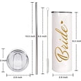 thumbnail image 2 of Bride Tumbler With Lid and Straw,Wife Bridesmaid Wedding Bridal Tribe Party Gifts for Women,20 OZ White Stainless Steel Insulated Tumbler, 2 of 4