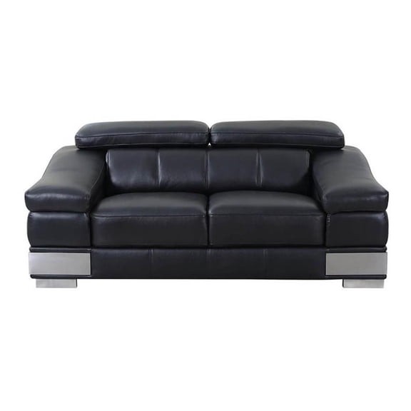 Titan Furnishings 73" Modern Genuine Italian Leather Loveseat in Black