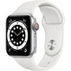 Apple Watch Series 6 GPS + Cellular, 44mm Silver Aluminum Case with White Sport Band - Regular