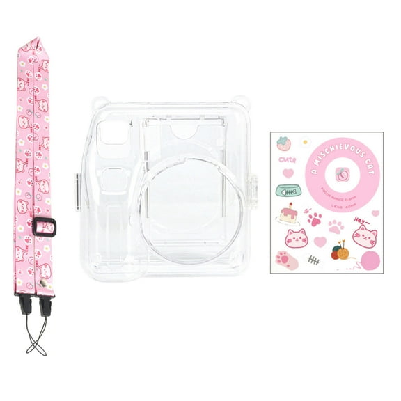 COOLHOOD Protective Clear Camera Case For Camera Holder With Film Storage Pouches Adjustable Strap Sticker