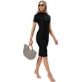 thumbnail image 3 of Maillot de Bain pour Femmes, Combinaison à Manches Courtes, Fermeture Éclair devant, 3 Pcs, 4TG, 3 of 5