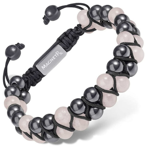 Magnetic Hematite Rose Quartz Beaded Bracelet for Women