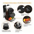 thumbnail image 3 of Mochila Multifuncional para Portátil 39.6 cm, Impermeable, con Puerto USB, Compartimento para Almuerzo, Antirrobo, adapta a oficina, escuela, delivery, campismo, trabajo rudo color negro, 3 of 7