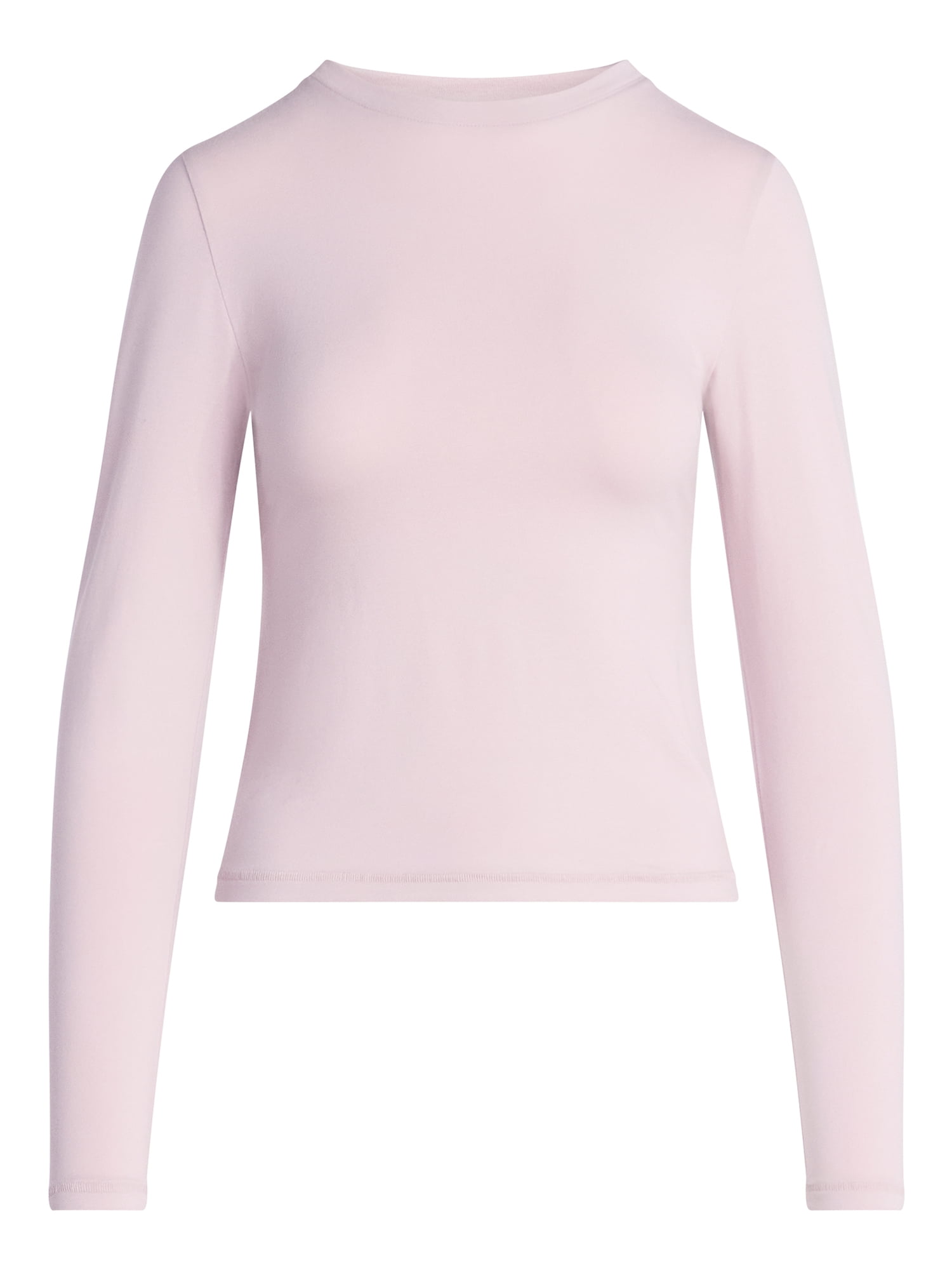 Scoop Women’s Stretch Cotton Blend Crewneck Tee with Long Sleeves, Sizes XS-XXL