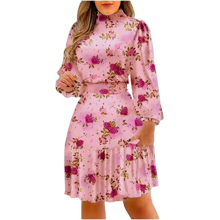 

Black Dresses for Women Women Summer Dresses Long Sleeves Floral Print Casual Short Sleeve Knee Length Dress Wedding Guest Dresses for Women Corset Dress for Women