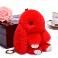 thumbnail image 2 of Bunny Keychain Cute Rex Rabbit Faux Fur Keychain Car Handbag Keyring, 2 of 2