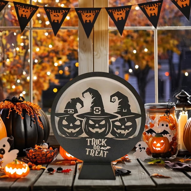 AKEGAMN Clearance! Halloween Decorations Indoor Glass Globe 6.3" Battery Operated LED Lights With Bat Pattern Black Halloween Decor For Table Home Halloween Decorations Indoor Glass Globe 6.3" Batte