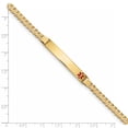 thumbnail image 3 of 14K Yellow Gold Medical Red Enamel Curb Link ID Bracecet, 3 of 3