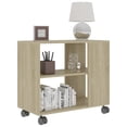 thumbnail image 3 of IM Lashes End Side Table with Rolling Wheels, Bedside Table with Open Shelf Oak 27.6"x13.8"x21.7" Chipboard, 3 of 6
