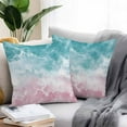 thumbnail image 2 of Turquoise Pink Ombre Outdoor Pillow Covers Pack of 2 Abstract Coastal Ocean Waves Gradient Waterproof Throw Pillow Covers Decorative Cushion Cases for Patio Garden Tent Balcony Couch 16x16 inch, 2 of 8