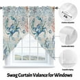 thumbnail image 3 of Swag Curtains Valances for Windows, Blue Coastal Ocean Short Kitchen Window Curtains Over Sink, Crab Coral Shell Cafe Curtains Panel Set Of 2,Rod Pocket, 36 Inches Length L, 3 of 8