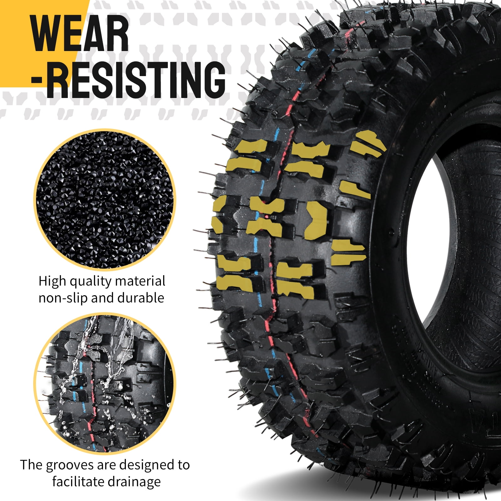 Ktaxon 13x5.00-6 Go Kart & ATV Tires Set of 2, Tubeless All-Terrain Tires for Quad and Small ATV