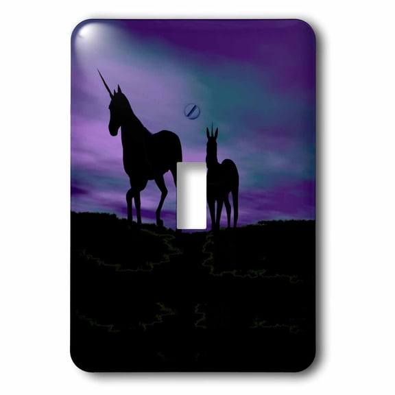 3dRose, Unicorns In Silhouette Against A Painted Sky, single toggle switch