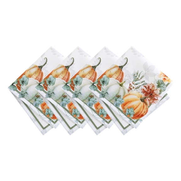 Elrene Home Fashions Pumpkin Harvest Vine Napkins, Set of 4, Multicolor, 17" x 17"