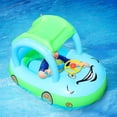 thumbnail image 3 of Graflsoa Inflatable Baby Boat with Sunshade and Horn for Swimming, Light Blue & Green, PVC Material, Suitable for Kids Under 3 Years Old, 3 of 6