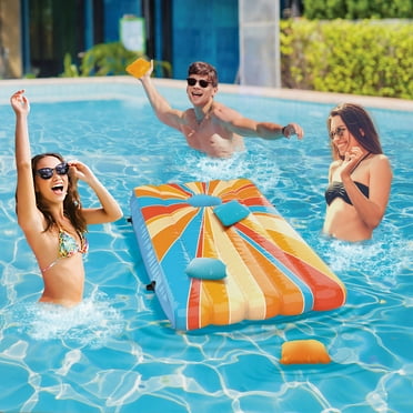 Cipton 35-inch Inflatable Pool Cornhole Set Toss Games for Kids and Adults