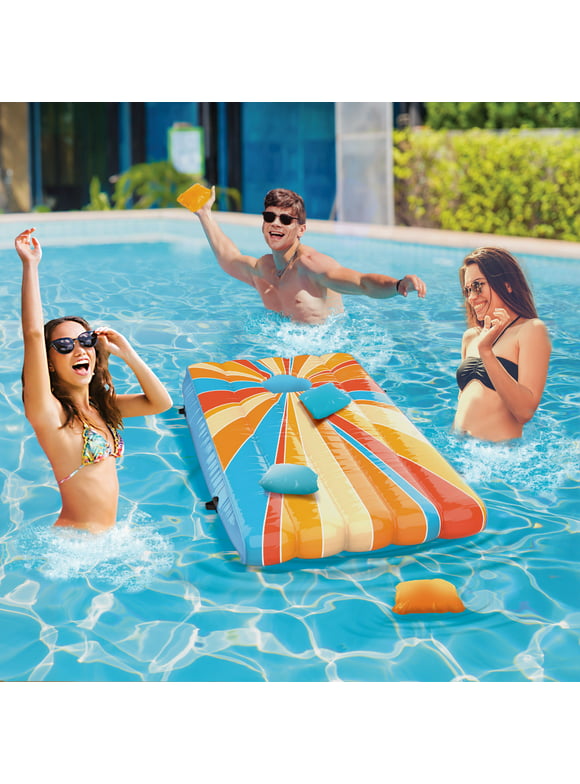 Cipton 35-inch Inflatable Pool Cornhole Set Toss Games for Kids and Adults