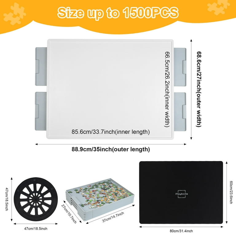 Playboda Puzzle Table, 1500-Piece, Rotating Lazy Susan, PVC + ABS