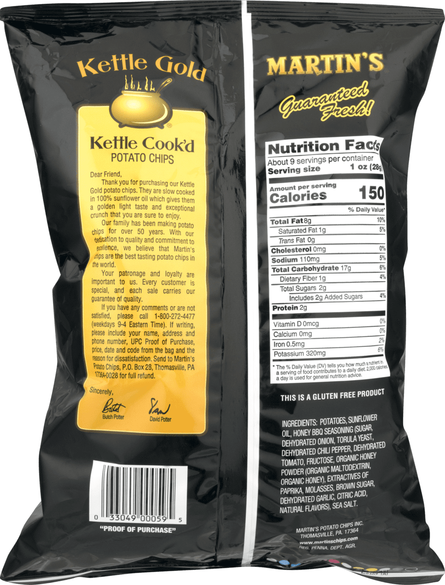 Martin's Kettle Gold Potato Chips Honey BBQ 8 oz. Bag (3 Bags)