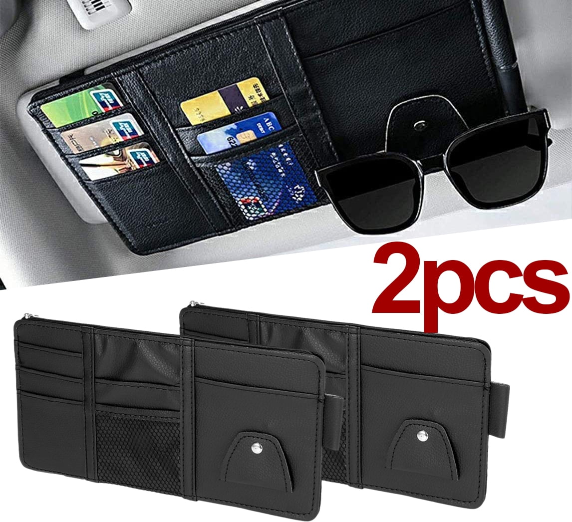 Sun Visor Organizer Pen Holder Credit Card Cash Storage Wallet 7 Pockets Black 