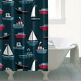 thumbnail image 3 of Maritime Theme Bathroom Curtain 72x84 Inches, Sailboat and Anchor Pattern on Waterproof Polyester Fabric, Easy to Hang with Hooks, Perfect for Coastal or Beach Bathrooms, 3 of 5