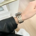 thumbnail image 2 of Leather Band Compatible with Apple Watch Band 38mm 40mm 41mm Women Men Dressy Breathable Rope Leather Strap for iWatch SE Series 9 8 7 6 5 4 3 2 1,WhiteCoffee, 2 of 6