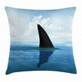 thumbnail image 1 of Shark Throw Pillow Cushion Cover, Shark Fish Fin over the Sea Surface Danger Caution Themed Picture, Decorative Square Accent Pillow Case, 16 X 16 Inches, Grey Violet and Light Blue, by Ambesonne, 1 of 2