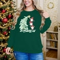 thumbnail image 5 of GUZOM Womens Green Christmas Long Sleeve Top - 100% Polyester Loose Fit, Gnome & Christmas Tree Print, Boat Neck, XS-XL Festive Holiday Casual Wear,Size L, 5 of 8