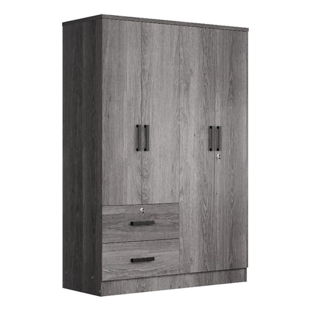 Pemberly Row 4 Doors & 2 Drawers Modern Engineered Wood Armoire in Gray
