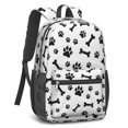 thumbnail image 2 of Dog Paw Print and Bone White Pattern 17" School Backpacks for Teens,Waterproof Oxford Fabric,S-Shape Padded Straps for School,Travel,Hiking,Camping, 2 of 6