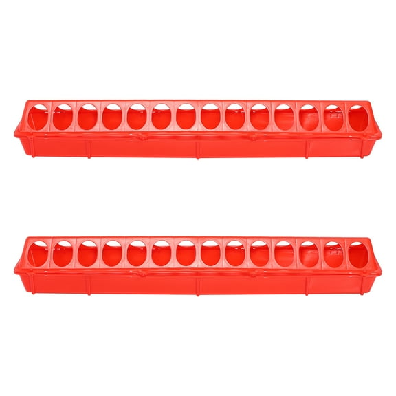 PAMINGONO Plastic Poultry Feeding Trough Red 2Pcs 19.7x3.9in