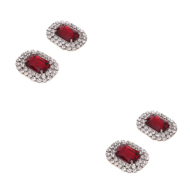 Sonducket Clips de zapatos de diamantes de imitación Hebilla de boda DIY Zapato de novia Encantos decorativos Rojo 2piezas Rojo
