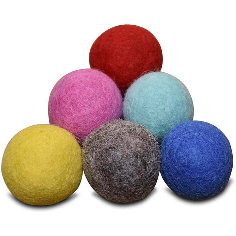 Comfy Pet Supplies ,Set of 6,-100% Wool Felt Ball Toys for Cats and  Kittens, Handmade Colorful Eco-Friendly Cat Wool Balls,6 colors 