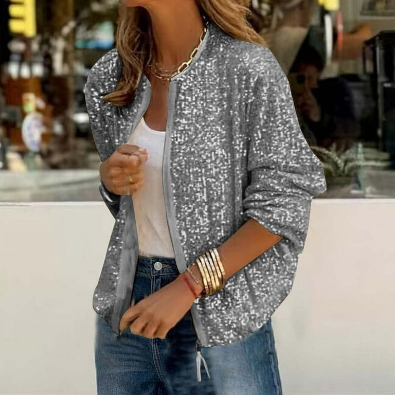 Grey sequin jacket best sale