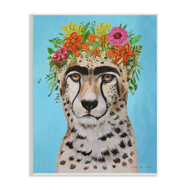 Flowery Glam Portrait Cheetah Leopard Wearing Paintings Unframed Art Print Wall Art, 10x15, by Coco de - Walmart.com