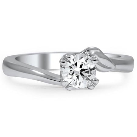 Harry Chad Enterprises 33289 Solitaire Sparkling 1.01 CT Round Cut Diamond Engagement Ring, Size 6.5