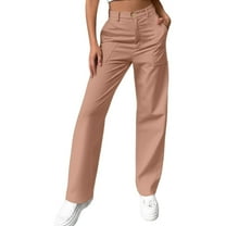 Women's Casual Cargo Pants High Waisted Comfortable Workwear Trousers For Daily Wear And Commuting With Pockets And Buttons