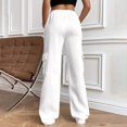 thumbnail image 5 of XFLWAM Cargo Pants Women Straight Leg Sweatpants with Pockets Drawstring Elastic High Waist Baggy Workout Sweat Pants Trousers White L, 5 of 5
