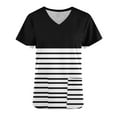 thumbnail image 5 of Fashion Olyvenn Scrub for Women Crewneck Blouse Casual Fashion Color Block Striped Nursing Shirts Summer Uniform Tops Tshirts with Pockets Black XXL, 5 of 5