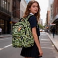 thumbnail image 4 of Yspwyqan Woodland Camo School Backpack for Kids Teens, Bass Fish Soccer 600D Polyester Lightweight Bookbag, Multi-Pocket Fits 15.6 Laptop for Elementary Middle High, 4 of 7